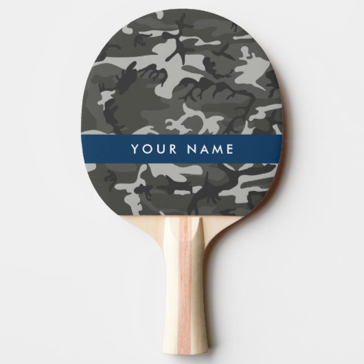 Gray Camouflage Pattern, Your name, Personalize Tischtennis Schläger (Rückseite)
