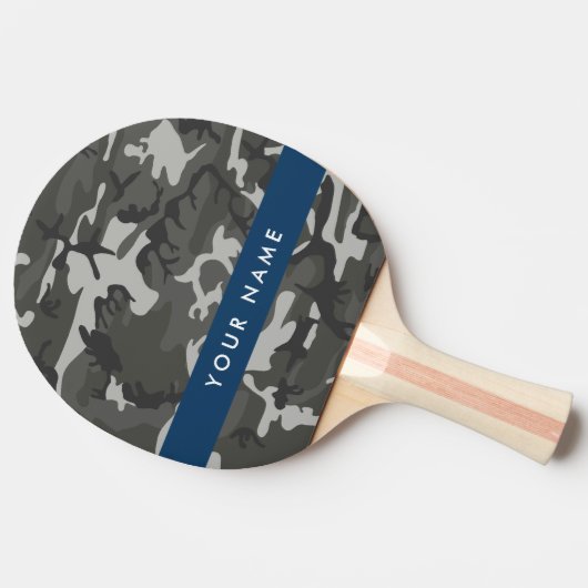 Gray Camouflage Pattern, Your name, Personalize Tischtennis Schläger (Seitenansicht)