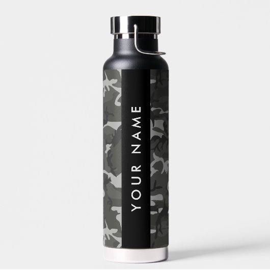Gray Camouflage Pattern, Your name, Personalize Trinkflasche (Links)