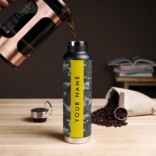 Gray Camouflage Pattern, Your name, Personalize Trinkflasche (Kaffee)