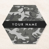 Gray Camouflage Pattern, Your name, Personalize Untersetzer (Vorderseite)
