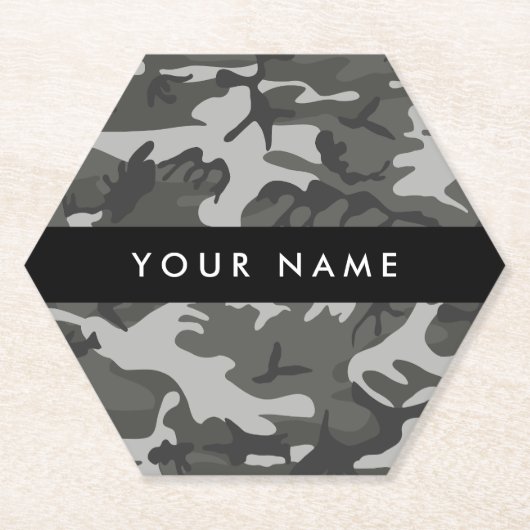 Gray Camouflage Pattern, Your name, Personalize Untersetzer (Vorderseite)