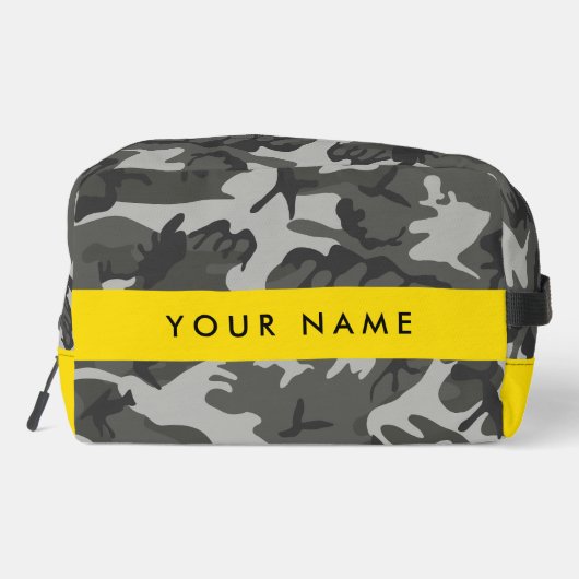 Gray Camouflage Pattern, Your name, Personalize Waschbeutel (Rückseite)