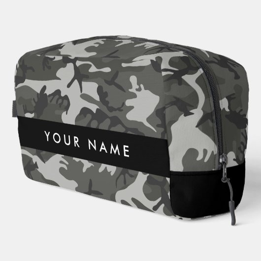 Gray Camouflage Pattern, Your name, Personalize Waschbeutel (Rechte Ecke)