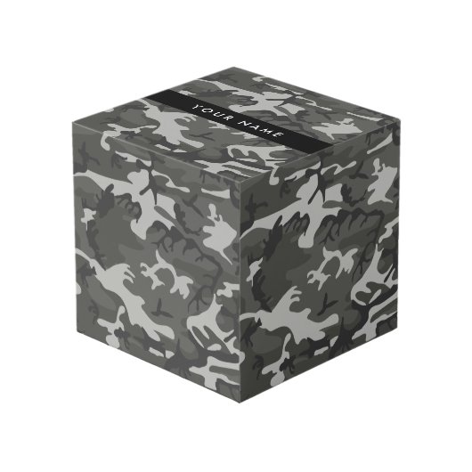Gray Camouflage Pattern, Your name, Personalize Würfel (Vorderseite Schrägansicht)