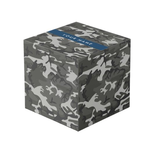 Gray Camouflage Pattern, Your name, Personalize Würfel (Vorderseite Schrägansicht)