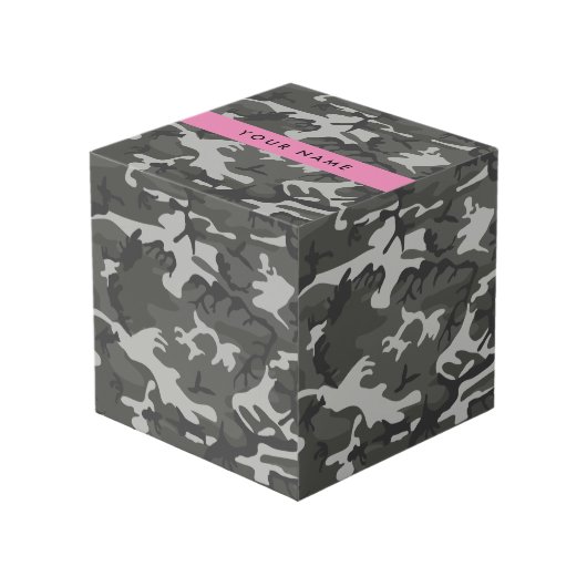 Gray Camouflage Pattern, Your name, Personalize Würfel (Vorderseite Schrägansicht)