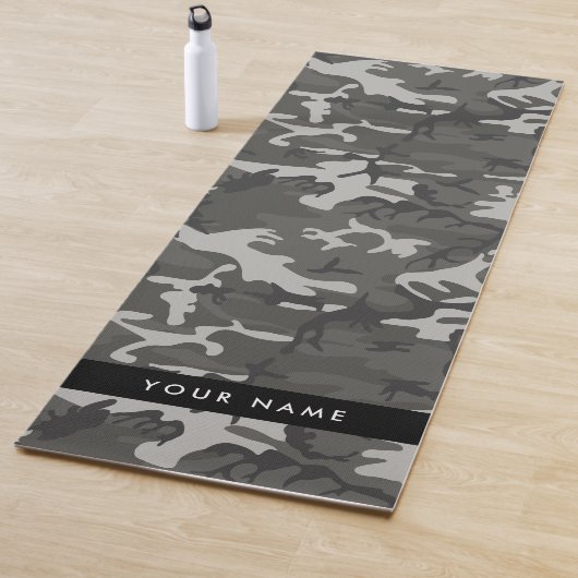 Gray Camouflage Pattern, Your name, Personalize Yogamatte (Beispiel)