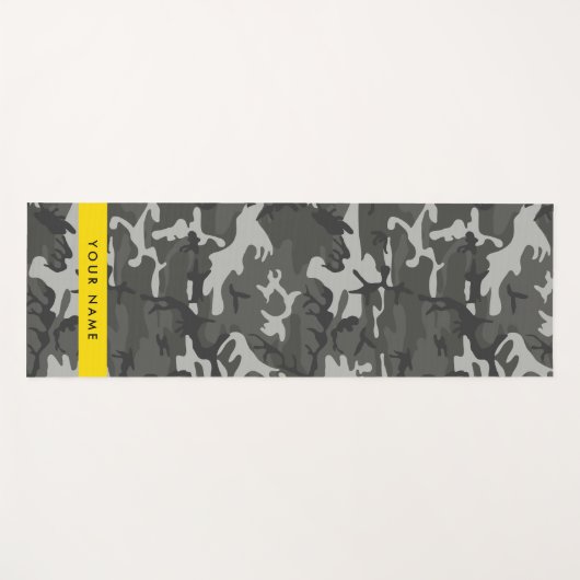 Gray Camouflage Pattern, Your name, Personalize Yogamatte (Vorderseite (Horizontal))