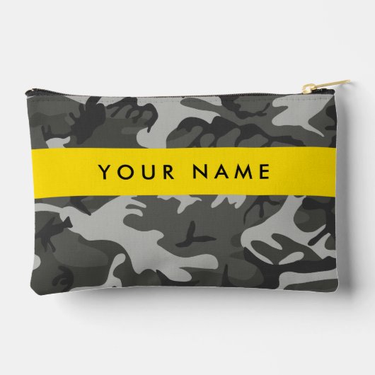 Gray Camouflage Pattern, Your name, Personalize Zubehörtasche (Rückseite)