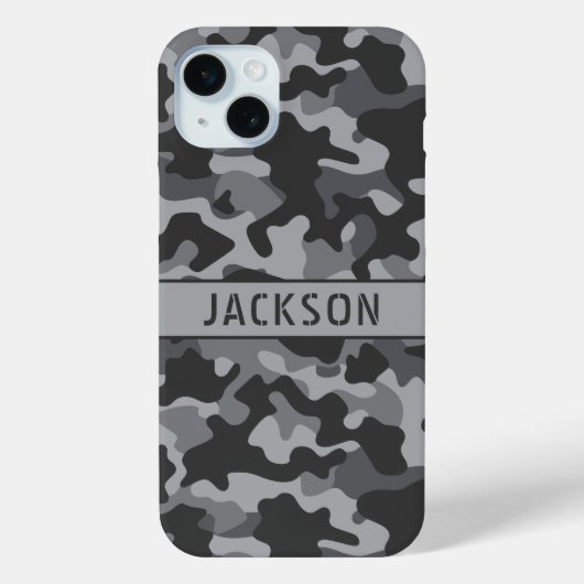 Gray Camouflage Personalized Case-Mate iPhone Hülle (Rückseite)