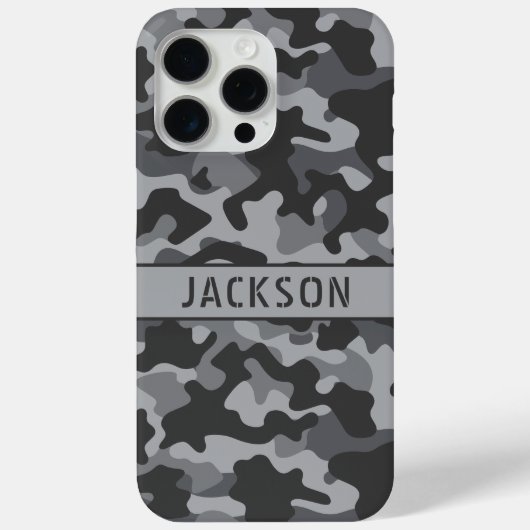 Gray Camouflage Personalized Case-Mate iPhone Hülle (Rückseite)