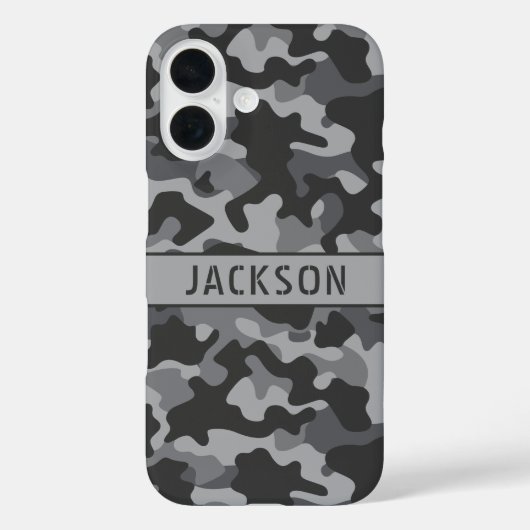 Gray Camouflage Personalized Case-Mate iPhone Hülle (Rückseite)
