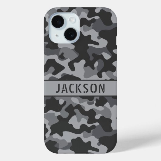 Gray Camouflage Personalized Case-Mate iPhone Hülle (Rückseite)