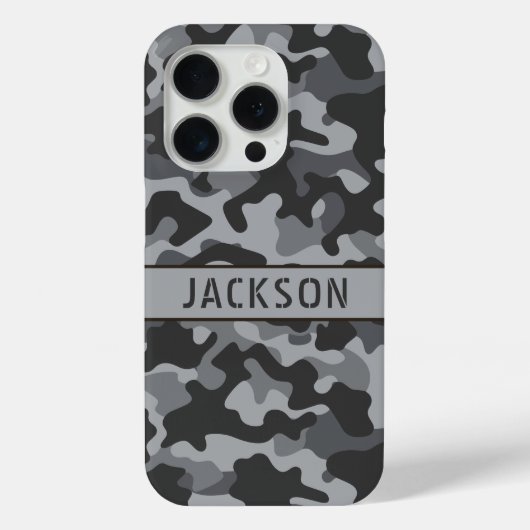 Gray Camouflage Personalized Case-Mate iPhone Hülle (Rückseite)