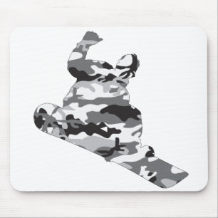 Gray-Camouflage-Snowboarder Mousepad