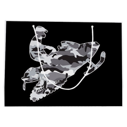 Gray Camouflage Snowmobiler Große Geschenktüte (Rückseite)