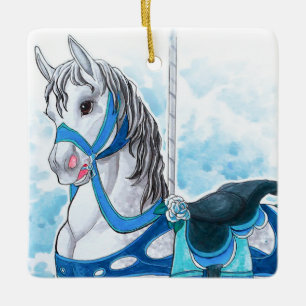 Gray Carousel Horse Ornament