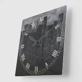 Gray Castle Roman Numerals Clock Quadratische Wanduhr (Winkel)