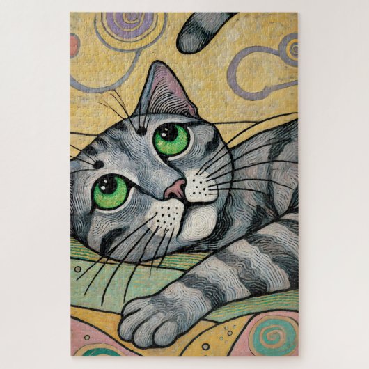 Gray Cat 1000 Piece Puzzle (Vertikal)