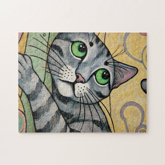 Gray Cat 250 Piece Puzzle (Horizontal)