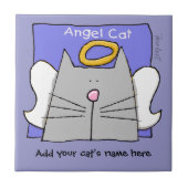 Gray Cat Angel Personalize Fliese (Vorderseite)