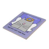 Gray Cat Angel Personalize Fliese (Seite)