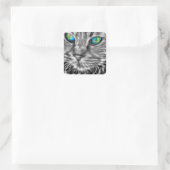 Gray Cat Art Square Stickers - Glossy (Tasche)