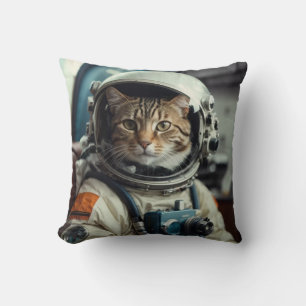 Gray Cat Astronaut im Weltraum Kissen