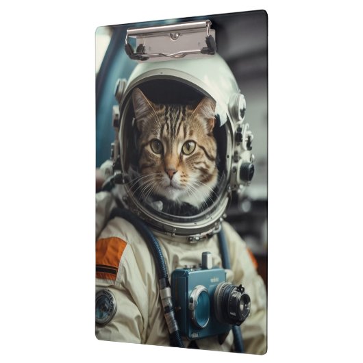 Gray Cat Astronaut im Weltraum Klemmbrett (Links)