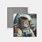 Gray Cat Astronaut im Weltraum Magnet (Vorderseite/Rückseite)