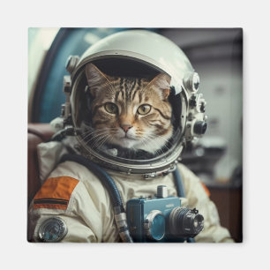 Gray Cat Astronaut im Weltraum Magnet