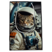 Gray Cat Astronaut im Weltraum Mittlere Geschenktüte (Vorderseite)