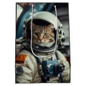 Gray Cat Astronaut im Weltraum Mittlere Geschenktüte (Rückseite)