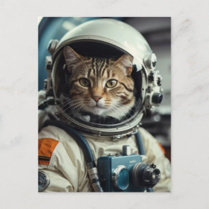 Gray Cat Astronaut im Weltraum Postkarte