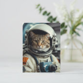 Gray Cat Astronaut im Weltraum Postkarte (Stehend Vorderseite)