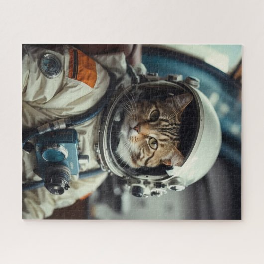 Gray Cat Astronaut im Weltraum Puzzle (Horizontal)