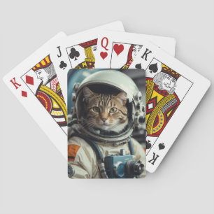 Gray Cat Astronaut im Weltraum Spielkarten