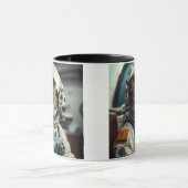 Gray Cat Astronaut im Weltraum Tasse (Zentrum)