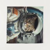 Gray Cat Astronaut im Weltraum Wandteppich (Vorderseite (Horizontal))