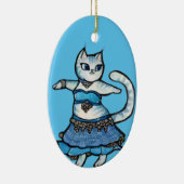 Gray Cat Belly Dancer Keramik Ornament (Rechts)