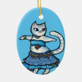 Gray Cat Belly Dancer Keramik Ornament (Hinten)