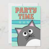 Gray Cat Birthday Party Einladung (Rückseite)