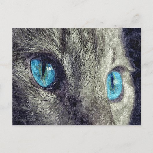 Gray Cat Blue Eyes Postkarte (Vorderseite)