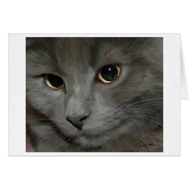 Gray Cat Card (Vorderseite (Horizontal))