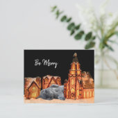 Gray Cat Christmas Postkarte (Stehend Vorderseite)