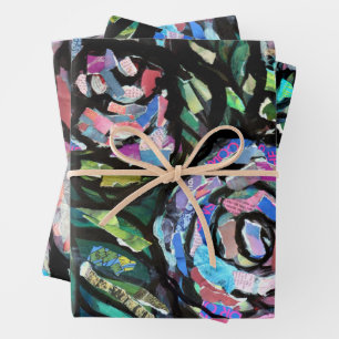 Gray Cat Collage Art Kitty Cats Collages Geschenkpapier Set