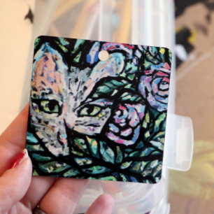 Gray Cat Collage Art Kitty Cats Collages Ornament Aus Metall