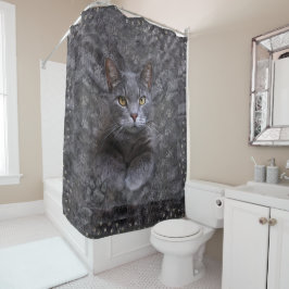Gray Cat Duschvorhang