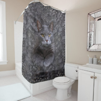 Gray Cat Duschvorhang